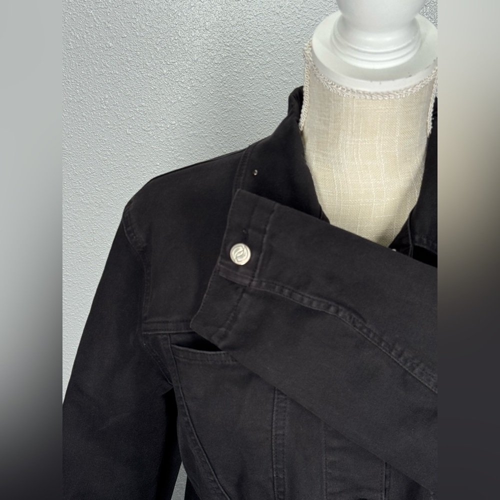 Vintage French Dressing Black Button Up Jean Jacket Large 12 - Picture 3 of 7